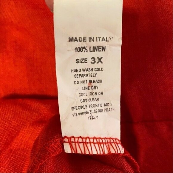NEW Caterina Ricci 100% Linen Red Lagenlook Dress 3X - Picture 8 of 9
